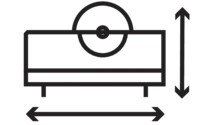 Length Width Height (machine overall dimensions) pictogram