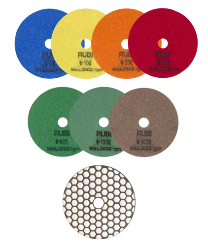 Dry polishing diamond pads