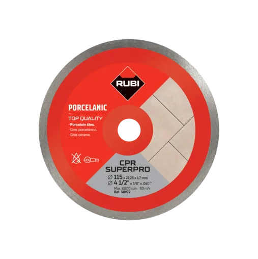 Porcelain tiles continuous rim diamond blade (CPR)